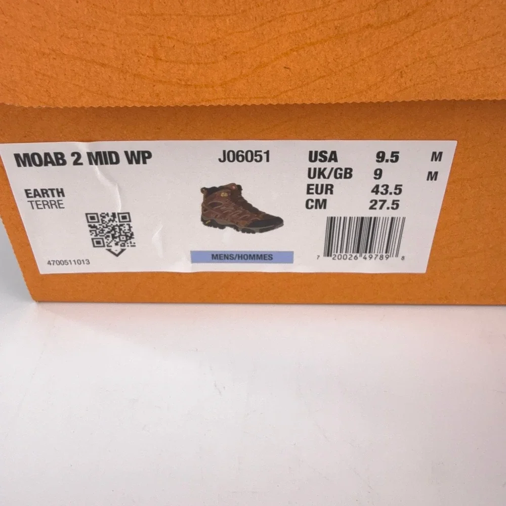 Merrell Moab 2 Mid WP Earth Brown Waterproof Hiking Boots J06051 Mens 9.5 M - Picture 8 of 8